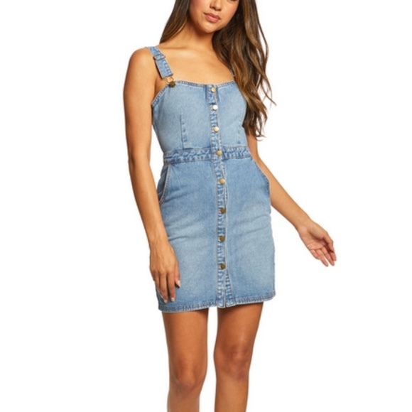 Billabong Coastline Dance jean overalls dress size Medium - Picture 1 of 5